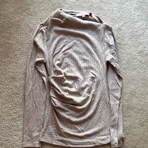 LOFT Taupe Ribbed Knit Top